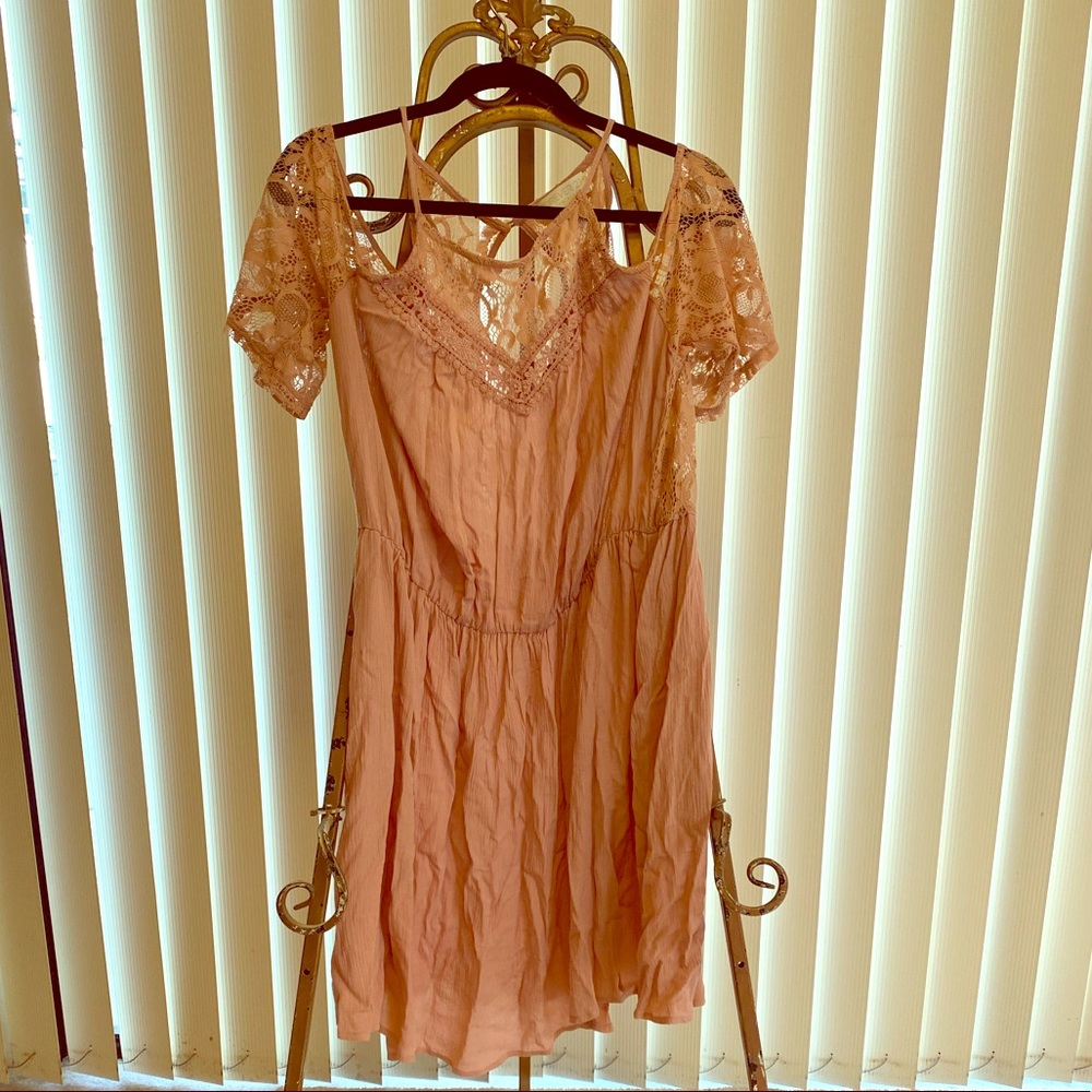 Dusty Rose Lace Off the Shoulder Dress